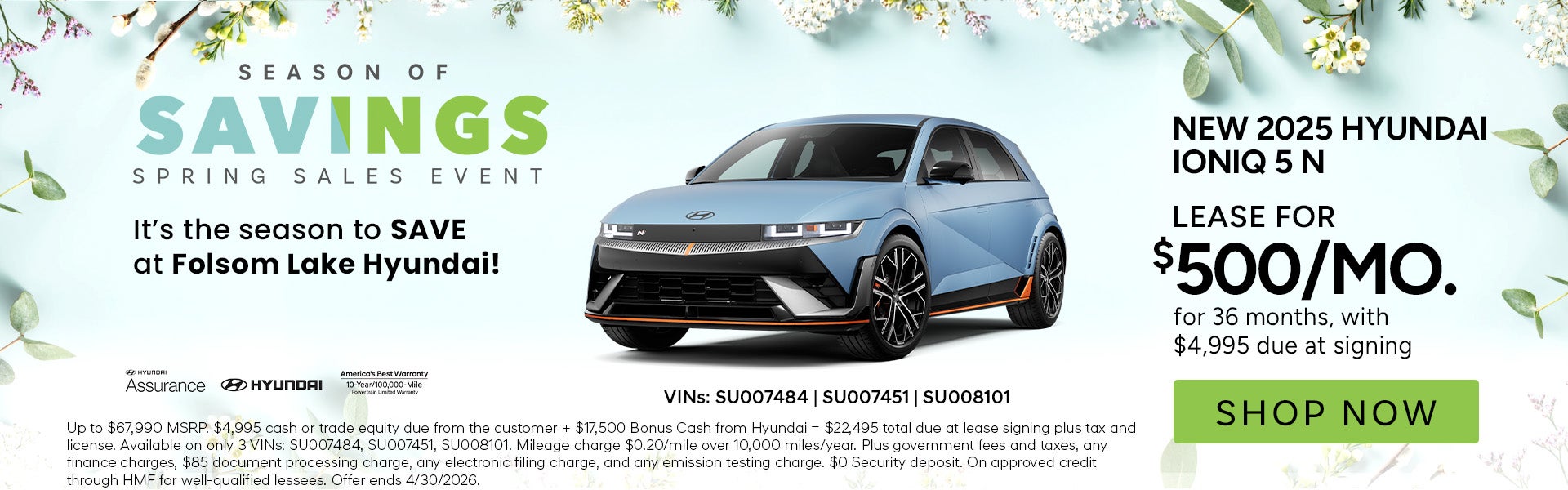 Lease for $500/month for 36 months $4,995 due at signing