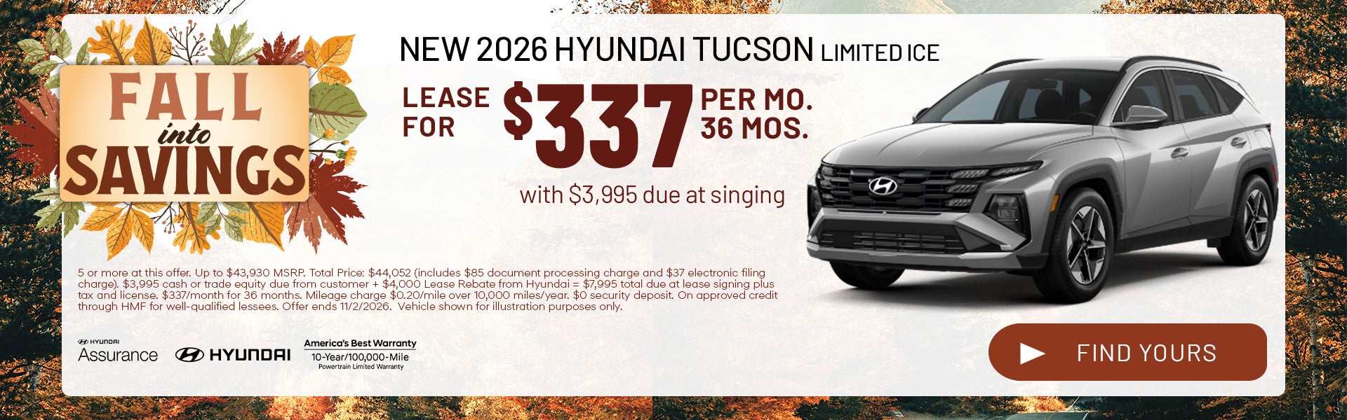 Lease for $337 per month for 36 months 