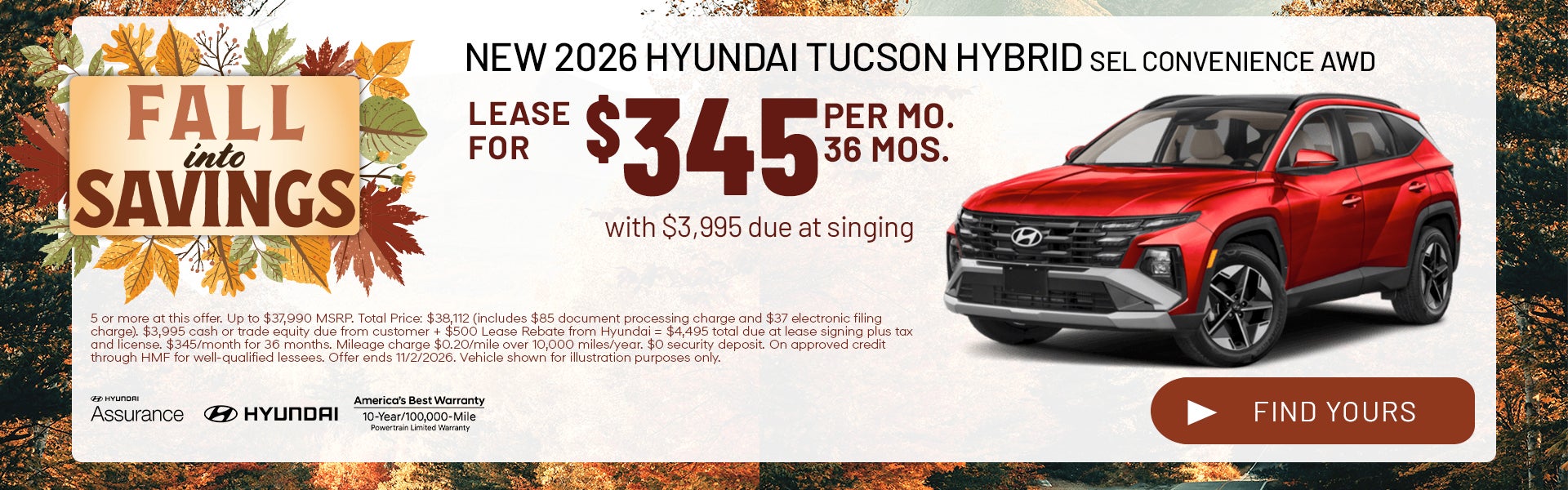 Lease for $345 per month for 36 months