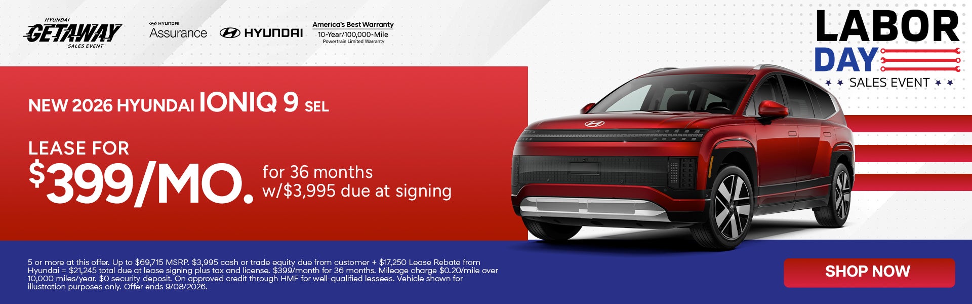 Lease for $399/month for 36 months $3,995 due at signing