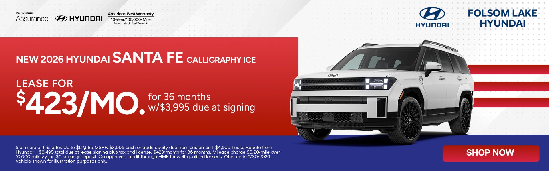 Lease for $423 per month for 36 months $3,995 due at signing