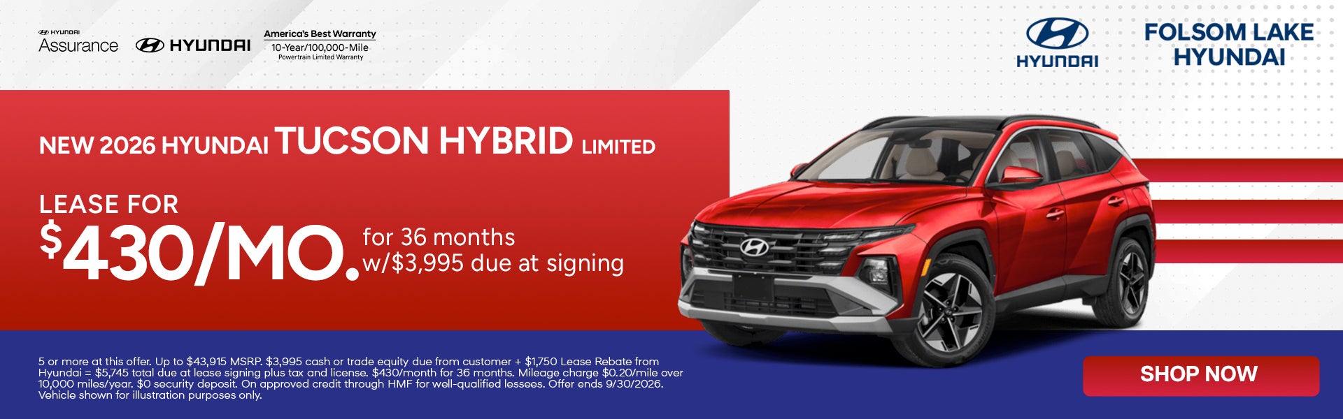 Lease for $430 per month for 36 months $3,995 due at signing
