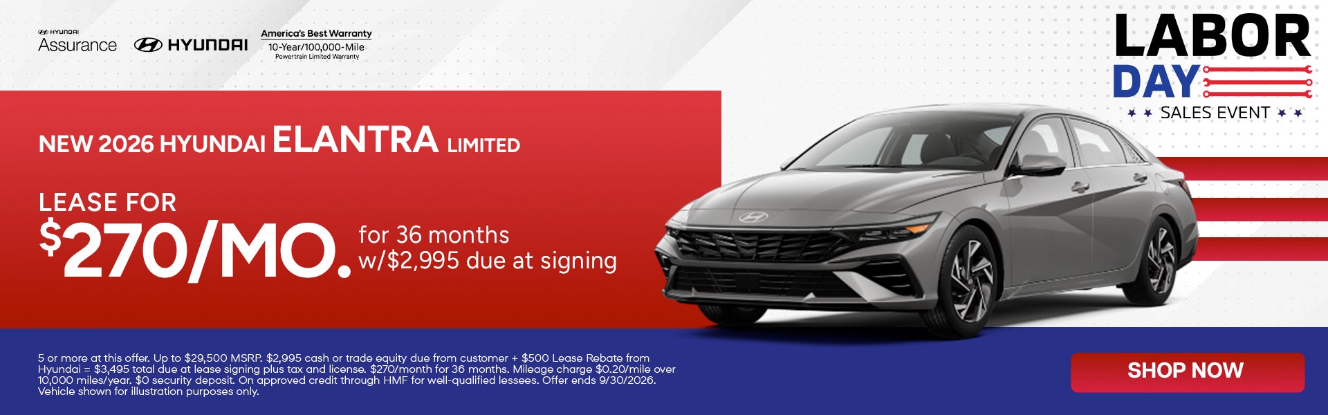 Lease for $270/month for 36 months $2,995 due at signing