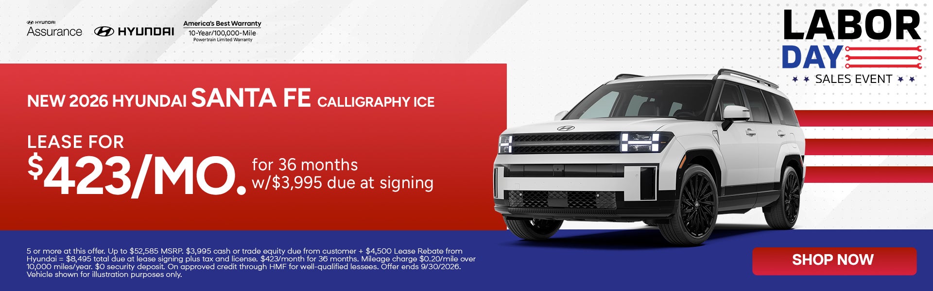 Lease for $423 per month for 36 months $3,995 due at signing
