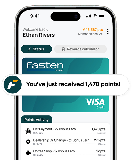 iPhone with Fasten app dashboard